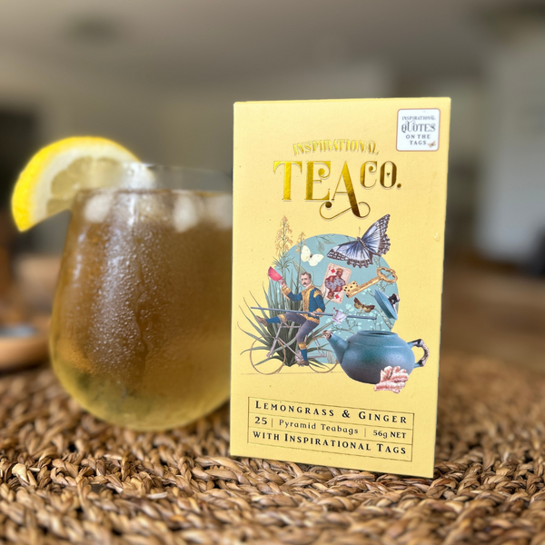 Lemongrass Ginger tea bags with quotes